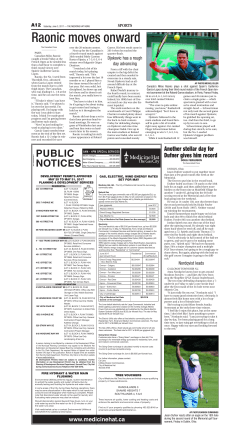 Raonic moves onward - City of Medicine Hat