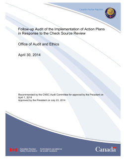 Follow-up Audit of the Implementation of Action Plans in Response