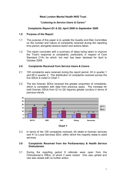 Quarter 1 complaints report - West London Mental Health Trust