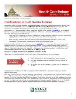 Final Legislative Update on Exchanges