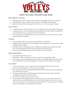 Adult Co-Ed Sand Volleyball League Rules