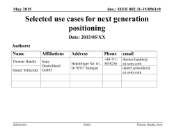 Selected use cases for next generation positioning