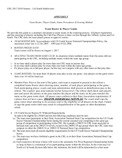 CRL 2017-2018 Season &ndash; Cal South Subdivision APPENDIX F