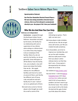 Northwest Indoor Soccer Referee Player News
