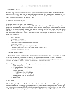 2010-2011 ATHLETIC DEPARTMENT POLICIES 1. COACHES