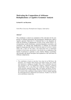 Motivating the Composition of Afrikaans Reduplications: a Cognitive