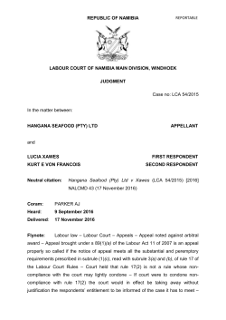 Hangana Seafood (Pty) Ltd v Xawes (LCA 54-2015)