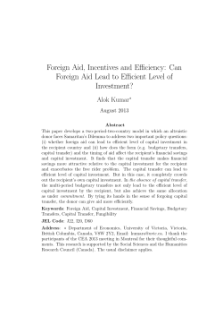 Foreign Aid, Incentives and Efficiency: Can