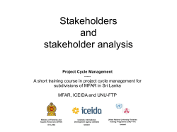 Stakeholders and stakeholder analysis - UNU-FTP