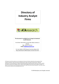 Directory of Industry Analyst Firms - ATA Research