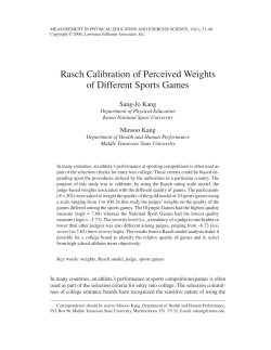 Rasch Calibration of Perceived Weights of Different Sports Games