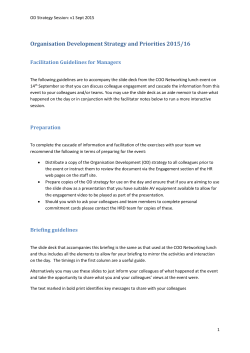 Organisation Development Strategy and Priorities 2015/16