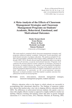 A Meta-Analysis of the Effects of Classroom Management Strategies