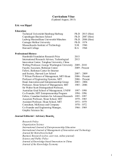 Raasch, Christiana, and Eric von Hippel (2012), &ldquo;Innovation Effort as