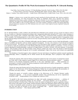 The Quantitative Profile Of The Work Environment