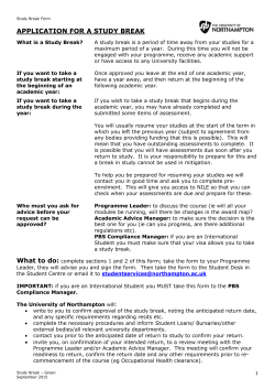 Study Break Form - The University of Northampton