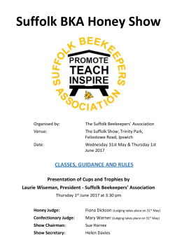 Honey Show Schedule - Suffolk Beekeepers Association