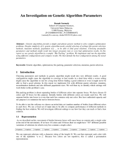 An Investigation on Genetic Algorithm Parameters