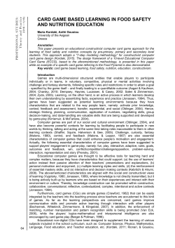card game based learning in food safety and nutrition education