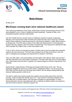 Mid Essex nursing team wins national healthcare
