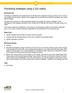 Prioritizing strategies using a 2x2 matrix