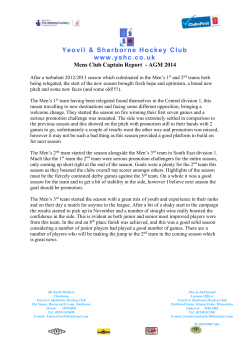 Mens Club Captains Report 2014