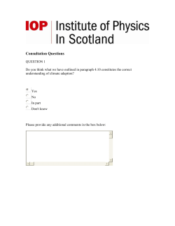 Scottish Government Consultation on Climate Change Adaptation
