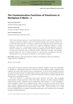 The Communicative Functions of Emoticons in Workplace EMails: :)