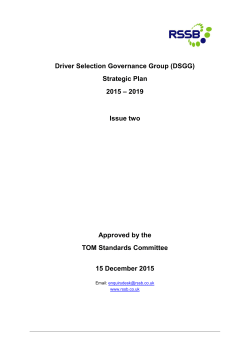 Driver Selection Governance Group strategic plan