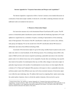 Internet Appendix for &ldquo;Corporate Innovations and Mergers and