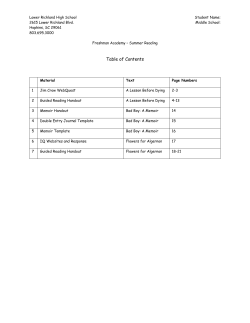 Table of Contents Material Text Page Numbers 1 Jim Crow