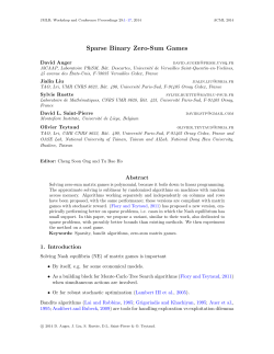 Sparse Binary Zero-Sum Games - D&eacute;partement de Math&eacute;matiques d