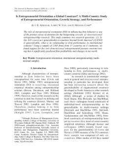 Is Entrepreneurial Orientation a Global Construct? A Multi