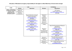 Allocation of Ministerial and agency responsibility for Q2 targets to