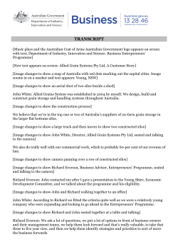 Entrepreneurs Programme Allied Grain Systems