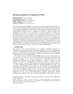 Microblog Analysis as a Programme of Work