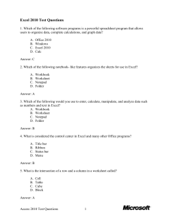 Excel 2010 Test Questions 1. Which of the following software