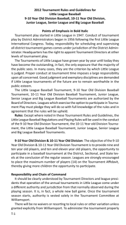 2012 Baseball Tournament Rules