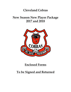 Cleveland Cobras New Season New Player Package 2017 and