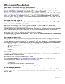OPT FAQ`s - International Programs