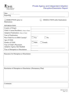 Private Agency and Independent Adoption Disruption / Dissolution