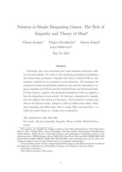 Fairness in Simple Bargaining Games: The Role of Empathy and