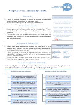 Backgrounder: Trade and Trade Agreements