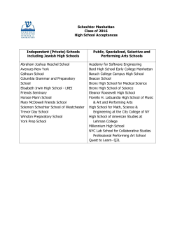 Schechter Manhattan Class of 2016 High School Acceptances