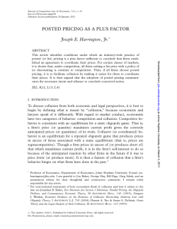 POSTED PRICING AS A PLUS FACTOR Joseph E. Harrington, Jr.