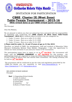 CBSE Cluster IX (West Zone) Table-Tennis Tournament &ndash; 2015-16
