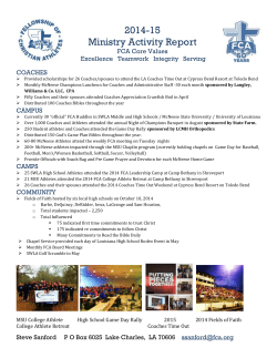 2014-15 SWLA FCA Ministry Activity Report