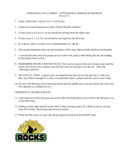 pickleball rule sheet &ndash; intramural singles