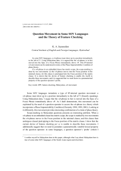 Question Movement in Some SOV Languages and the Theory of