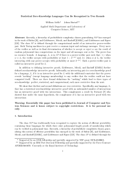 Statistical Zero-Knowledge Languages can be Recognized in Two